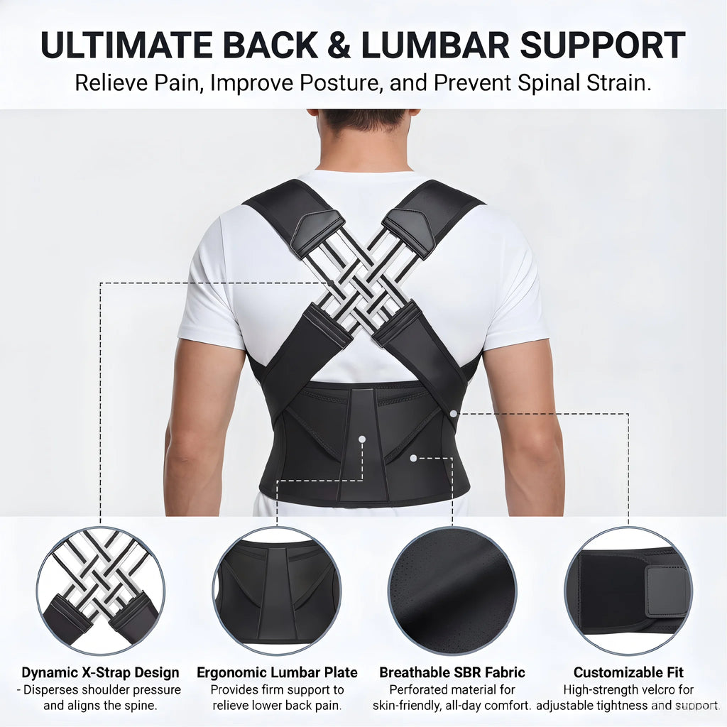 Back Brace Posture Corrector for Women Men Adjustable Lumbar Support Shoulder Posture Brace Improve Posture Back Pain Relief